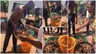Lady catches her caterer running away with baskets of meat meant for her event; video heaps reactions