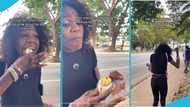 Nigerian woman tries kosua ne meko for the first time in video, gets mesmerised