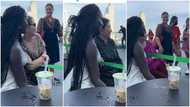 White ladies rush to take photos with cute black lady, video goes viral