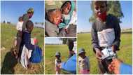 Kind man blesses woman & her kids who beg on the street with cash & foodstuffs