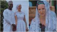 White lady travels to Ghana to marry Dagomba man in beautiful Islamic wedding, speaks in video