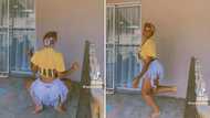 Mzansi woman slays 'Bhebha' dance challenge in cheeky shorts, TikTokkers mesmerised by waist action in video