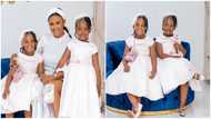 Nana Ama McBrown's daughter Baby Maxin and her bestie twin in white outfits, striking resemblance melts hearts