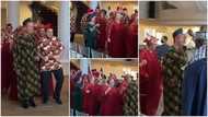 Oyinbo men show off in African attire for traditional wedding, video stuns many