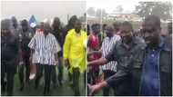 Dr Bawumia drenched in heavy rains commissions AstroTurf at Assin North