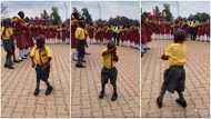 Shy little boy captured in video 'working his waist' like a lady as he dances in front of students