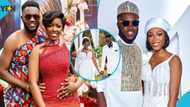 Ghanaian couple who resembles Kennedy Osei and his wife trends online; bride slays in criss-cross kente gown