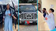 Empress Gifty arrives in court in a brand-new Toyota Land Cruiser with a customised number plate