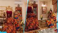 Beautiful photos drop as Atletico Madrid's Memphis Depay visits Otumfuo in Kumasi, rocks kente in style