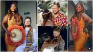 Interracial couple: GH lady with shape and her lover slay in Kente as they marry in beautiful wedding, videos pop up