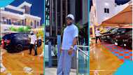 Nhyiraba Kojo flaunts huge mansion with fleet of cars in viral video