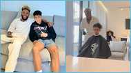 Ghanaian barber in Saudi Arabia rejoices after trimming Ronaldo Junior's hair, plays with him in video