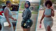 Plus-size lady shows off her curvy body as she struts in heels in spicy videos, netizens drool