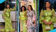 Piesie Esther's pretty mother slays in stylish green dress, dances happily at 70th birthday party, video