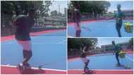 Asamoah returned to the tennis court after retiring from football, video emerges