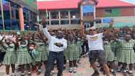 'Enjoyment' hitmaker KiDi surprises students of Lil Win's school; photos and videos drop