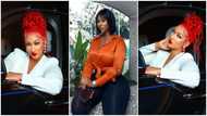 Hajia 4Reall stuns in red, shows off black Rolls-Royce on social media: Too hot for the table