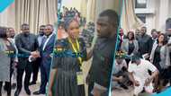 John Dumelo's pretty wife looks magnificent in a stylish black outfit to his vetting: "Very demure"