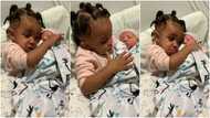 Little girl gets emotional as she meets her baby brother for the first time