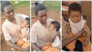 Chinese man gets Nigerian lady pregnant in Shagamu, she gives birth to unique kid: "He abandoned us"