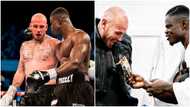 Freezy Macbones: Seth Gyimah feeds Darryl Sharp plantain chips after beating him in ring at Copper Box Arena in London