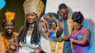 Ghanaian actor Eddie Nartey looks dapper in Indian-inspired outfit for his second wedding while bride rocks shiny kente gown