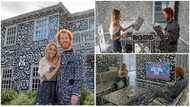 28-year-old man decorates his house with black and white doodle designs, making it look unique