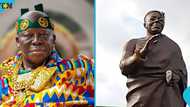 Man Vandalises Otumfuo Osei Tutu II statue at Kejetia in Kumasi with hammer
