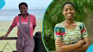 Francisca Lamini looks elegant in a simple jumpsuit and Ghana-made sandals at Harvard