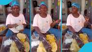 Ghanaian lady puts small filling in pie, netizens react: “filling mu view once”