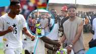 Black Stars player makes emotional return to Ashaiman, donates and teams up with old pals
