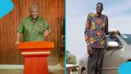 President Mahama meets Ghana's tallest man, bonds with him: "Height pass height"