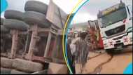 Man narrowly escapes death, suffers critical injuries after trailer truck collapses on container at Koforidua