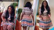 Serwaa Amihere shows off her fine legs in a colourful mini dress in video, her beauty confuses many