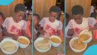 Young girl enjoys bowl of big Fufu and Nkatenkwan on Our Day, video ignites joy