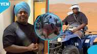 Oheneba Jude in Dubai, Bravely rides camel in the desert