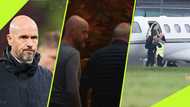 Ten Hag comforted by parents as he returns home after Man United sacking, video