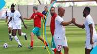 Asamoah Gyan, Adebayor, CAF president, Kalusha, and other African football legends play a friendly match in Morocco