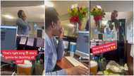 Busy man finds time to surprise wife of 21 years with flowers at work in adorable video