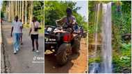 Man rides quad bike and visits waterfall as he shows how much fun he had in Aburi