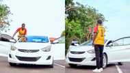 This is just the beginning - Celebrity blogger GH Hyper celebrates after buying his first car; Fella Tracey Boakye react to photos