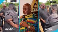 Ghanaians criticise Dr Sarpong's son's size as Prez Mahama consoles him at cemetery, video trends