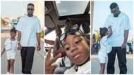 Cute Daddy-daughter moment: Sarkodie and Titi dress like twins, Jam to 'No Fugazy' in car ride