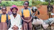 Teacher Kwadwo gives new motorbike, uniforms, other items to 2 girls in a village to start school