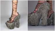 Heelarious: Many reacts as lady shares photos of shoes made of concrete