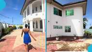 Girl returns from abroad, rejoices after dad builds huge mansion with her money