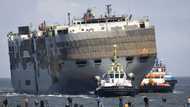 Burnt-out car transport ship limps into Dutch port