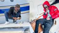 Shatta Wale gives deaf ears to Jackie Appiah alleged lawsuit; counts dollars on private jet's wing