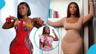 Delay looks ethereal in a pink corseted gown on her 43rd birthday, photos
