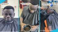 Code Micky visits barbershop, laments as barber uses powerful dye on him